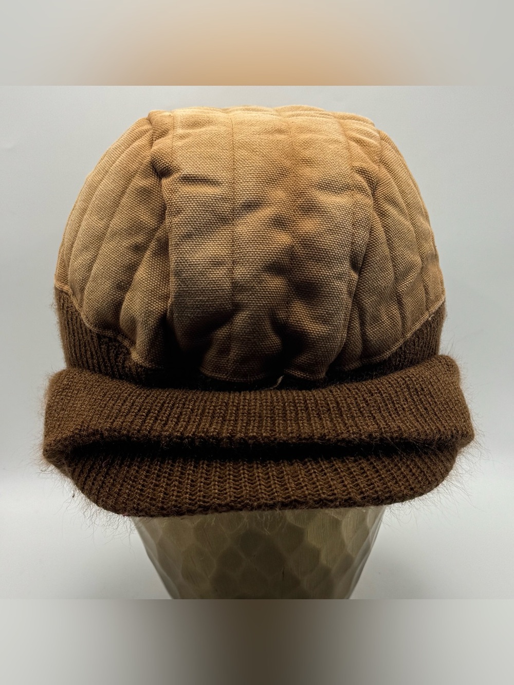 Walls Quilted Winter Cap Brown/Tan Insulated Brim Hat